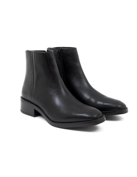 black leather women's ankle boots W-ERAMEN-BLACK