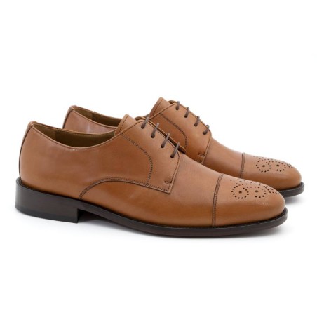 light brown leather derby shoes CR-23016-CUERO