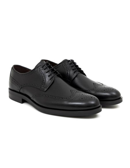 Derby de piel brogado color negro BLUKOR-NEGRO