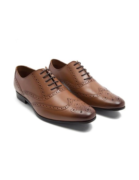 brown leather oxford shoes TAFELOR-TABACO