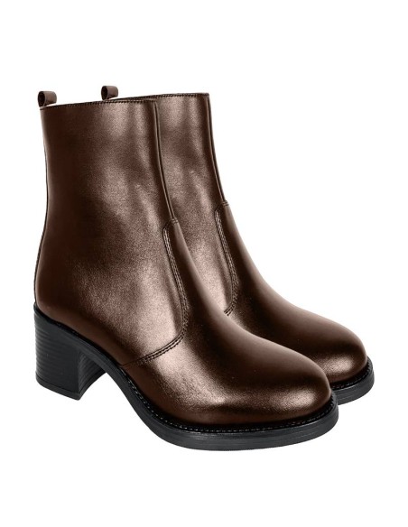 brown leather women's ankle boots W-AMELIOR-BROWN