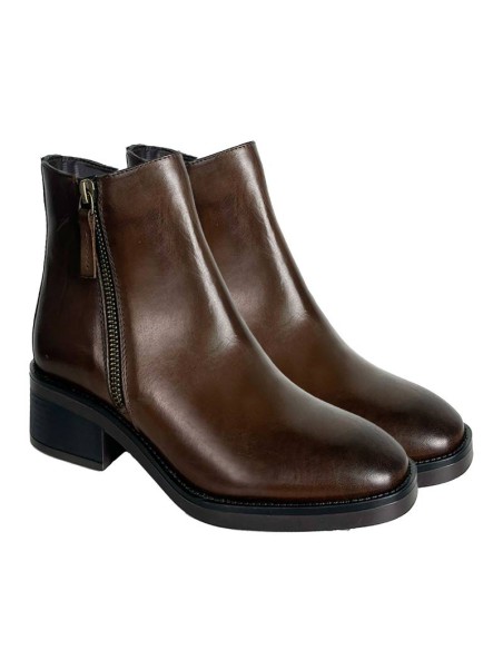 bottines pour femmes en cuir marron W-NARITOR-BROWN