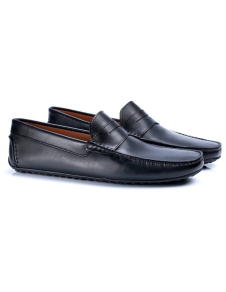 Mocasín de piel con antifaz color negro CR-23210-NEGRO