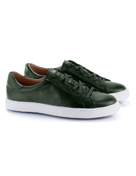 baskets en cuir vert CR-23268-VERDE