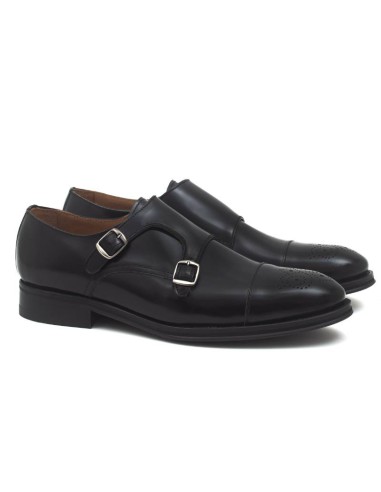 black leather monkstrap CR-23279-NEGRO