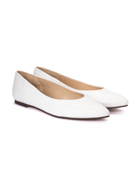 chaussures élégantes pour femmes en cuir blanc W-ANNA-WHITE