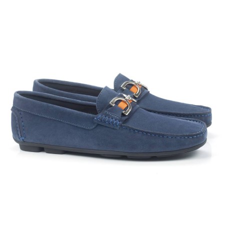 Mocassin suède bleu CR-24001-JEANS