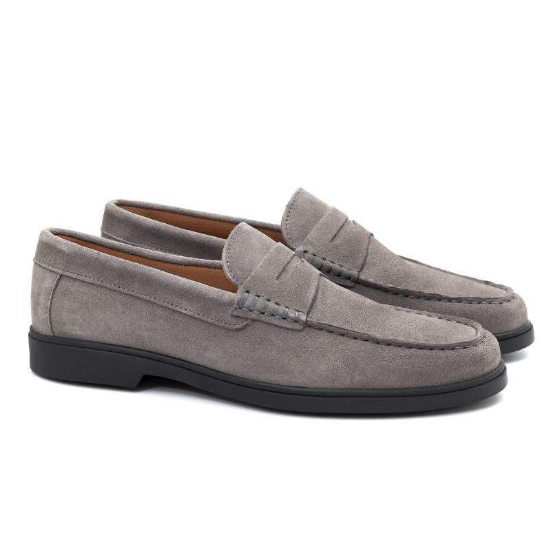 Mocasín de ante acabado a mano color gris CR-24005-GRIS