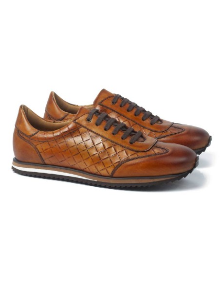 brown leather sport shoes KADEM-BROWN