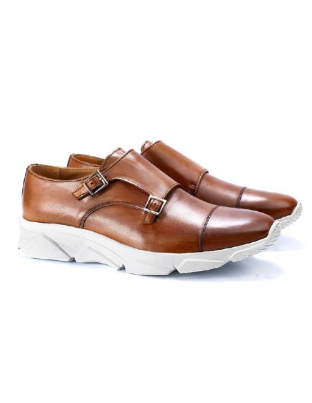 light brown leather monkstrap VIZFAMEN-CUERO