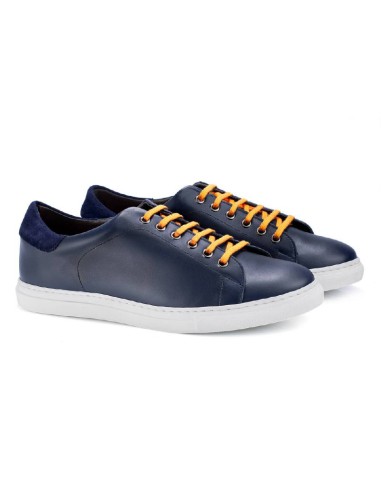 blue leather sport shoes KADEM-NAVY