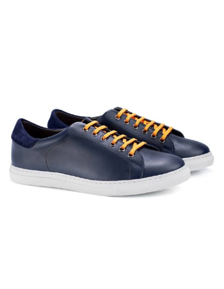 blue leather sport shoes KADEM-NAVY