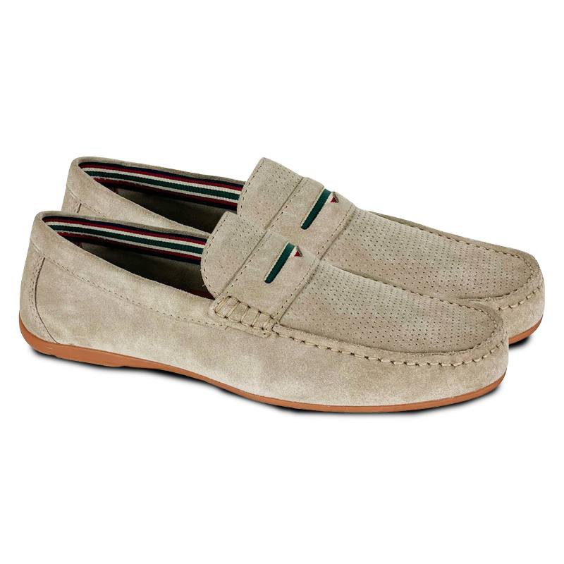 Mocasín de ante con cinta color beige CR-24038-BEIGE