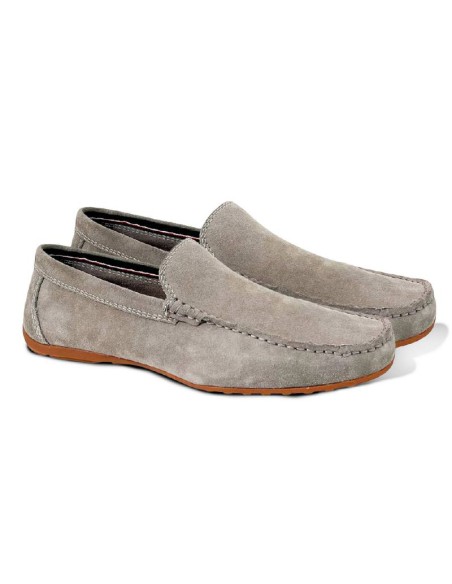 Mocasín de ante de suela en contraste color gris CR-24039-GREY