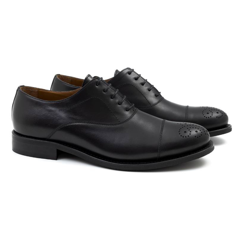 Oxford de piel acabado a mano color negro CR-24117-NEGRO