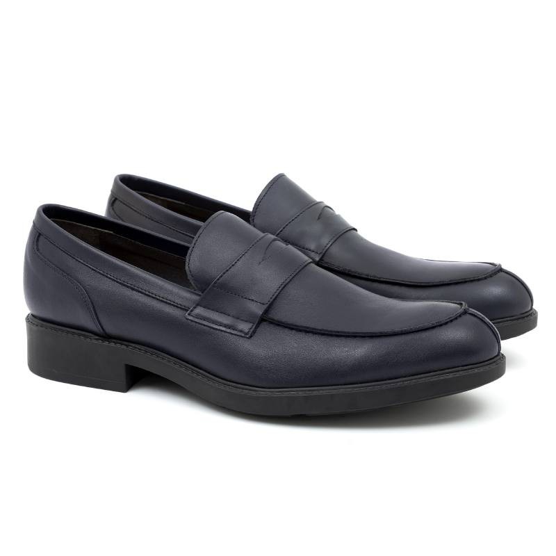 Mocasín de piel con antifaz color azul CR-24136-NAVY