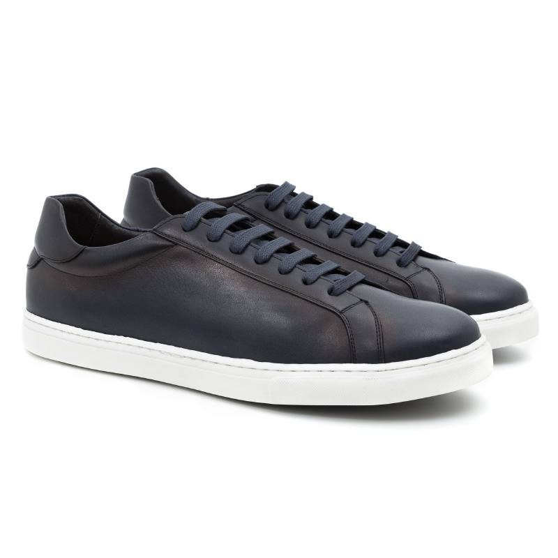 baskets en cuir bleu CR-24151-MARINO