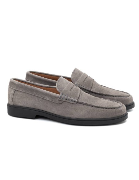 Mocasín de ante acabado a mano color gris CR-24305-GRIS