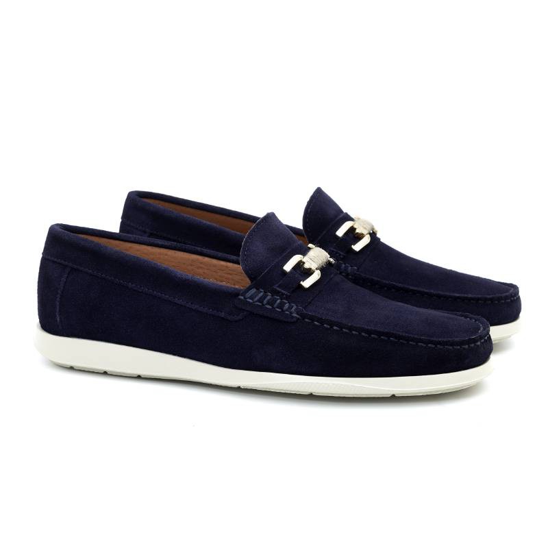 Náutico de piel con aplique metálico color azul CR-24307-NAVY