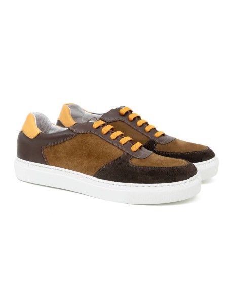 brown leather sneakers CR-24375-MARRON