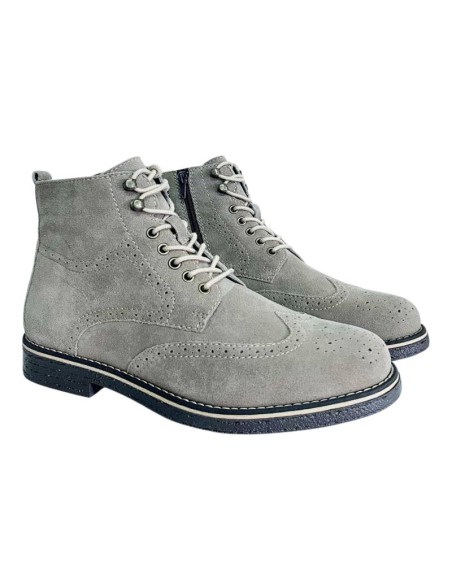 Botín de ante semi-brogado color gris CR-24605-GRIS