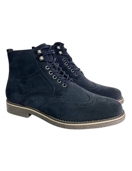 Botín de ante semi-brogado color azul CR-24605-NAVY