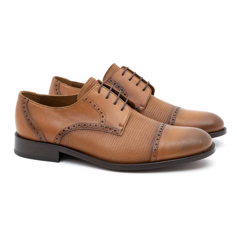 Derby de piel semi-brogado color cuero CRASPER-CUERO