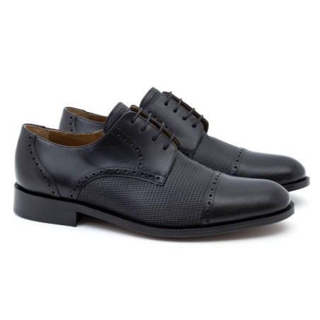 Derby de piel semi-brogado color negro CRASPER-NEGRO