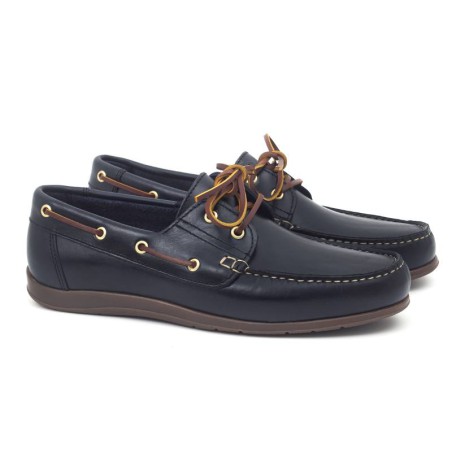 blue leather boat shoes CRENAGE-MARINO