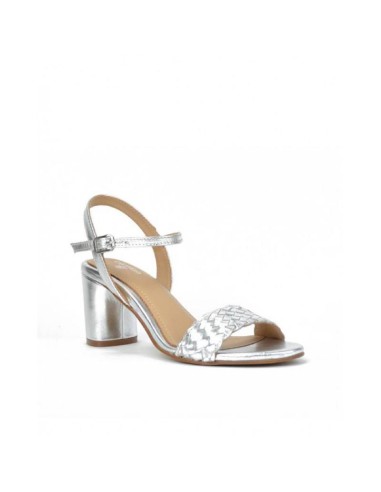 silver leather women's sandals CRW-24504-SILVER