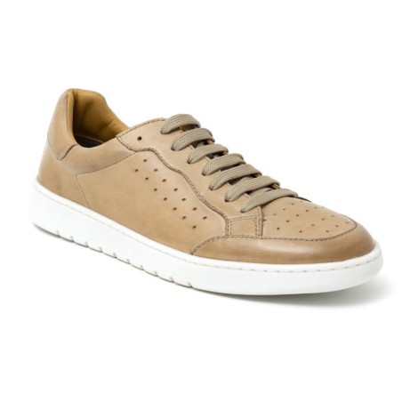 Sneakers de piel con cordones en contraste color beige DAUMAN-BEIGE