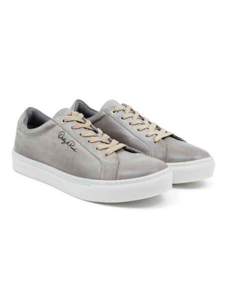 Sneakers de piel liso color gris DWILL-GREY