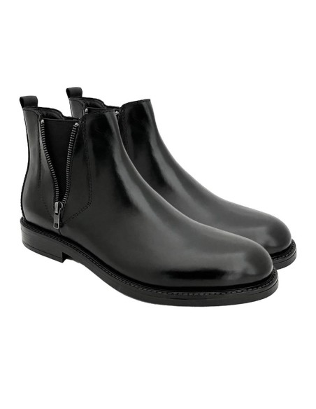 Bottine en cuir noir ELAZMEN-BLACK