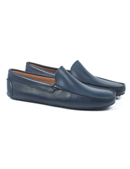 Mocasín de piel con antifaz color azul