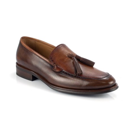 brown leather moccasin FRAMO-MARRON