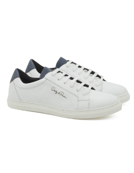 Sneakers de piel liso color blanco LETERO-BLANCO-MARINO