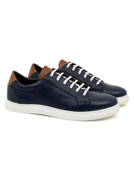 Sneakers de piel liso color azul