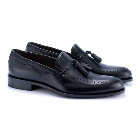 Mocassin en cuir noir LUDEN-NEGRO