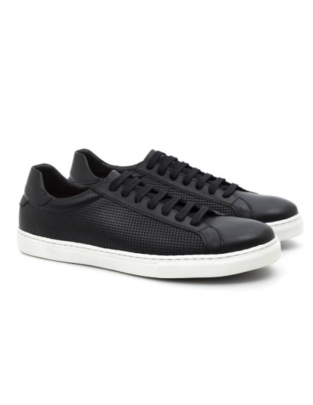 Sneakers de piel picado color negro LUMAGE-NEGRO