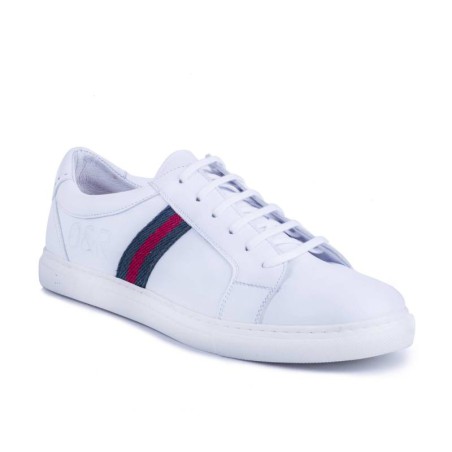 Sneakers de piel con elástico lateral color blanco NACHIMAN-BLANCO