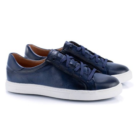 Sneakers de piel liso color azul PACAMAN-AZUL