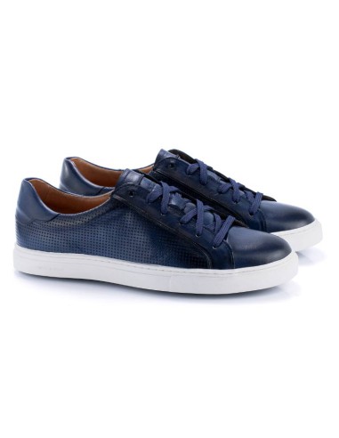 Sneakers de piel liso color azul