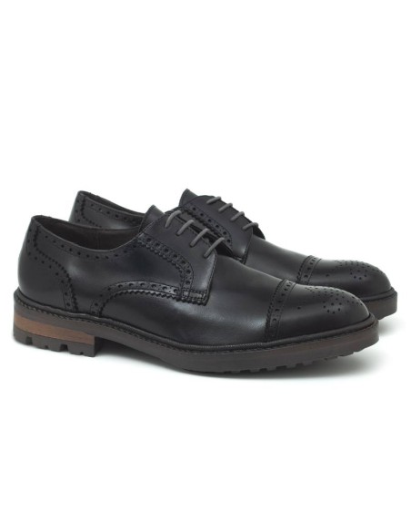 black leather derby shoes BAXMEN-NEGRO