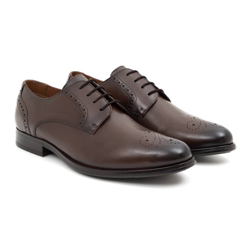 Derby de piel brogado color marrón PARMAR-BROWN