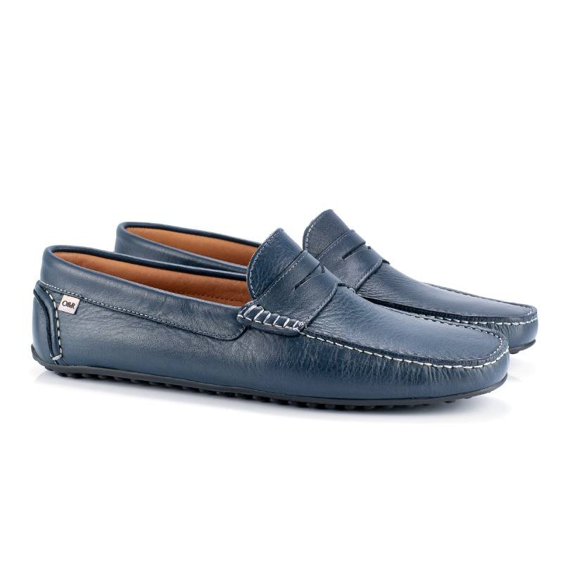 Mocasín de piel con antifaz color azul PATROF-NAVY