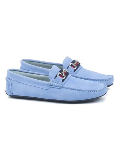 blue suede moccasin SEKIO-AZUL