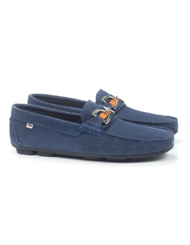 Mocasín de ante con hebilla color azul SEKIO-JEANS