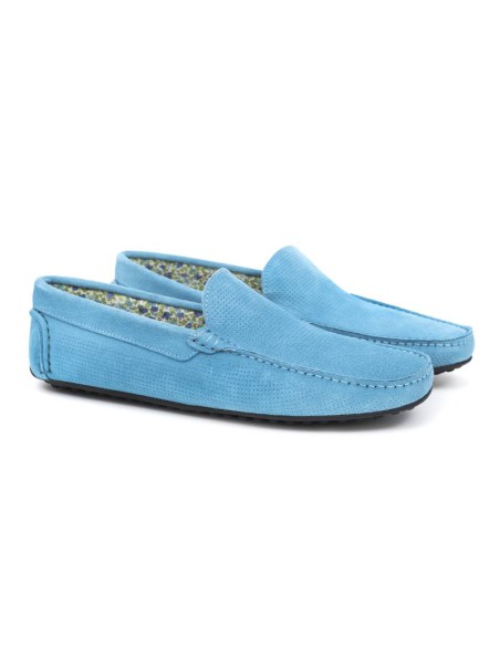 blue suede moccasin SEMISA-TURQUESA