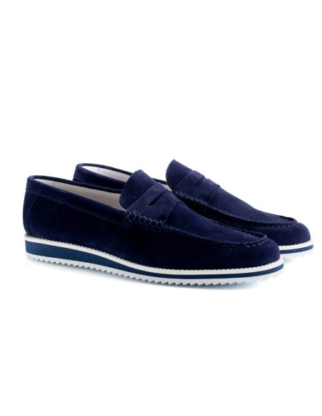 blue suede moccasin SERRAF-MARINO