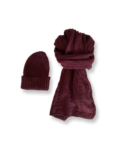 burgundy woven women's set SET-1719-GRANATE